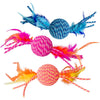 077234520727 52072 ethical pet spot elasteez ball cat toy rope and feathers