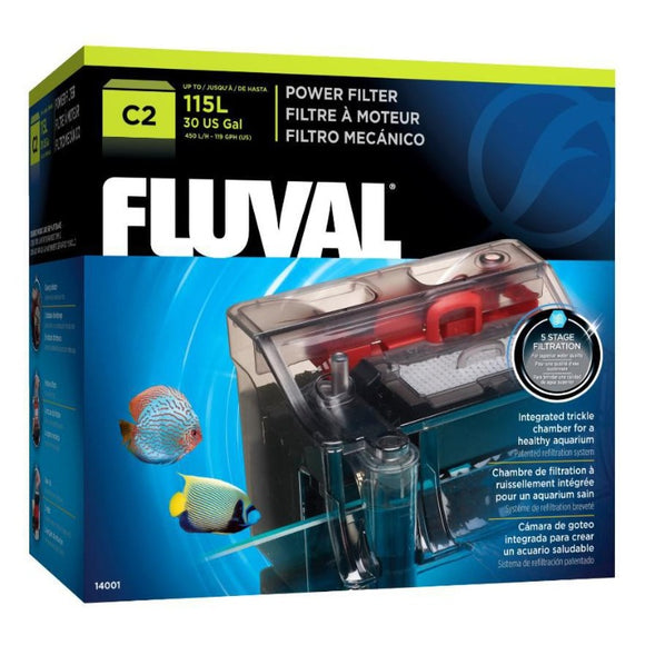 Fluval C2 Power Filter up to 30 Gallon Aquarium back filter HOB backfilter 14001 015561140010