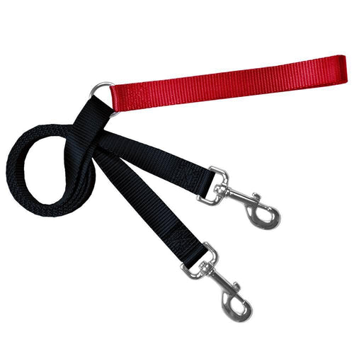 2 Hounds Double Connection Training Leash - Red/Black