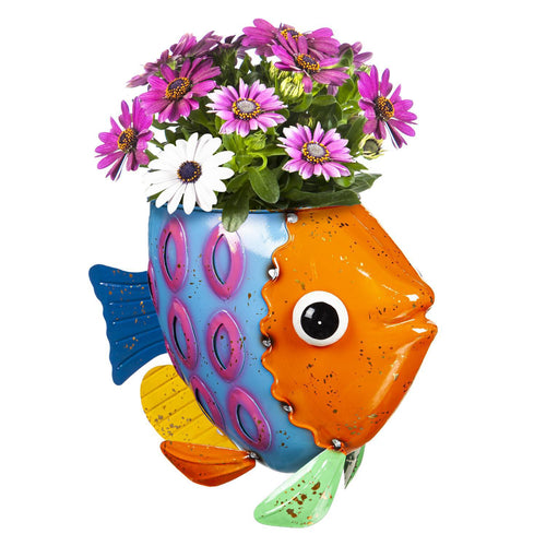 Metal Fish Planter Assorted Colors