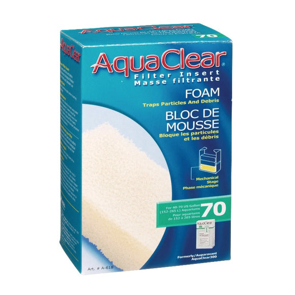 AquaClear 70 Foam Filter Insert A-618 Fluval 015561106184 hagen aqua clear