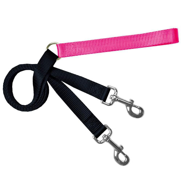 2 Hounds Double Connection Training Leash - Hot Pink/Black