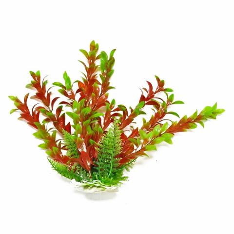 aquatop aquarium plastic plant weighted base hygro-like green and red PD-BH13 810281012407 in 12 inch