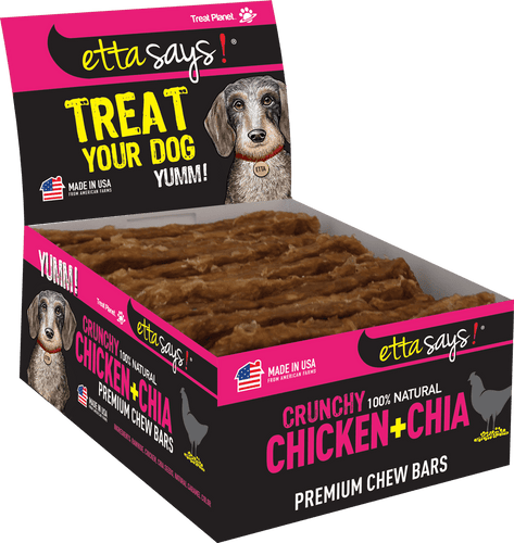 856595005360 Etta Says! Chicken + Chia Premium Chew Bar Treat Your DOg and + protein treat planet dog natural chew