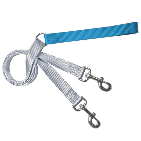 2 Hounds Double Connection Training Leash - Turquoise/Silver