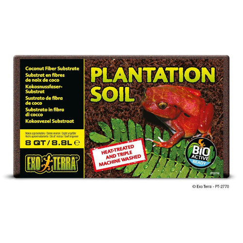 Exo Terra Plantation Soil Brick, Tropical Terrarium Substrate coconut fiber substitute coco 8 qt pt2770  015561227704 frog substrate bio active bio-active