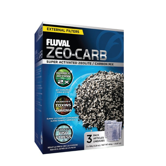 A-1490 A1490 015561114905 Fluval Canister Filter Zeo-Carbon 3 x 100 gm Packs Zeo-carb 106 107 206 207 307 306 406 407 fx4 fx6