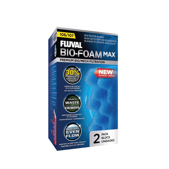 Fluval Canister Bio-Foam Max, 2 Pack 106 & 107 Premium Filter Pads Bio Foam  015561101875 A187 A-187