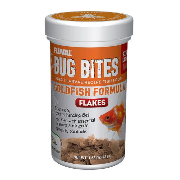 Fluval Bug Bites Goldfish Formula Flakes FIsh A7339 1.58 oz 45 g 015561173391