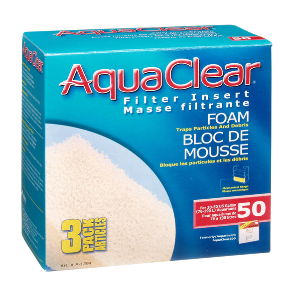 Fluval AquaClear 50 Backfilter Foam Filter  015561113946 Insert 3/pk A-1394 A1394 