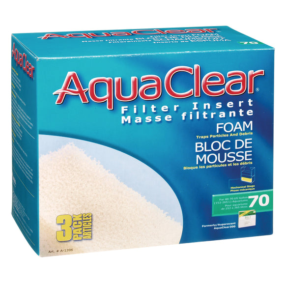 015561113960 Fluval AquaClear 70 Backfilter Foam Filter Insert 3/pk A-1396 A1396