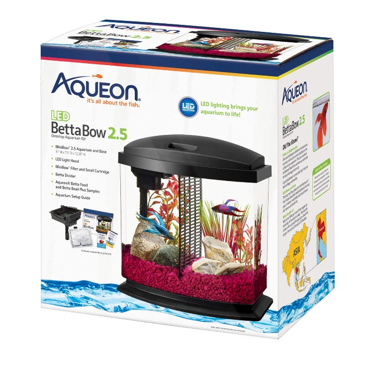 black box clean fish tank Aqueon LED Betta MiniBow LED Kit with SmartClean Tech, 2.5 Gallon