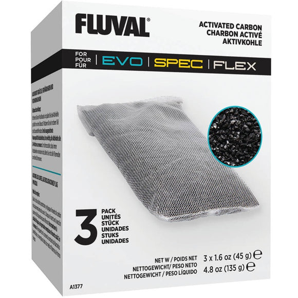 015561113779 A1377 A-1377 Fluval Activated Carbon 3 x 45 gm - FLEX SPEC EVO 3 pack