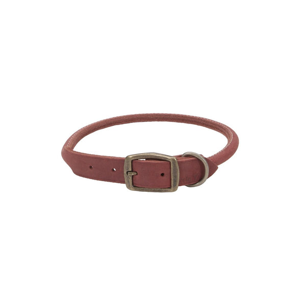 Circle T Round Rustic Leather Collar - Brick Red