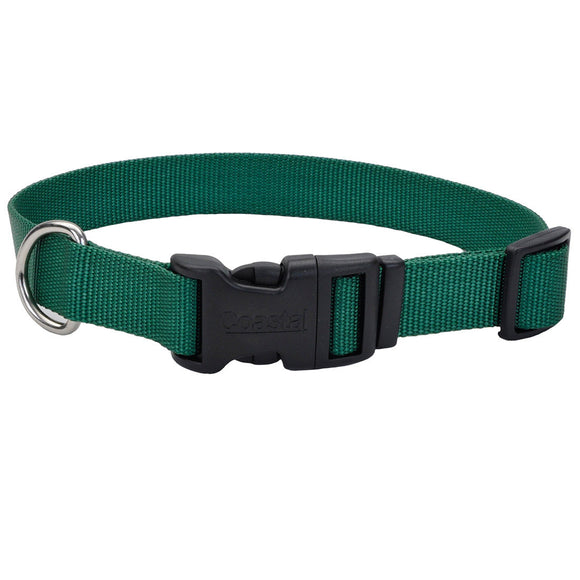 Coastal Adjustable Dog Collar with Plastic Buckle - Hunter Green pet products nylon xs s m l