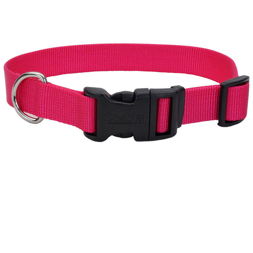 Coastal Adjustable Dog Collar with Plastic Buckle - Pink Flamingo xs s m l