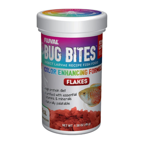 Fluval Bug Bites Color Enhancing Formula Flakes A7347 015561173476 1.58 oz 45 gm 