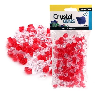 Acrylic Crystal Gems Gravel 5 oz - Fire N Ice betta bowl beta decorations red clear