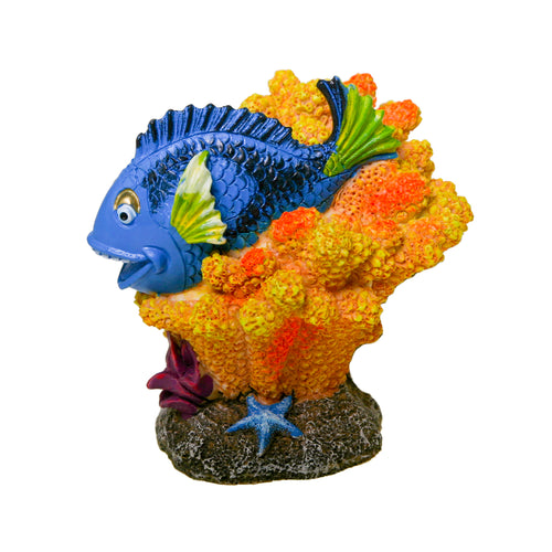 EE-1916  Exotic Environments Relaxing Tang Ornament Blue Ribbon Pet Products Blue Hippo Tang decoration  030157019648
