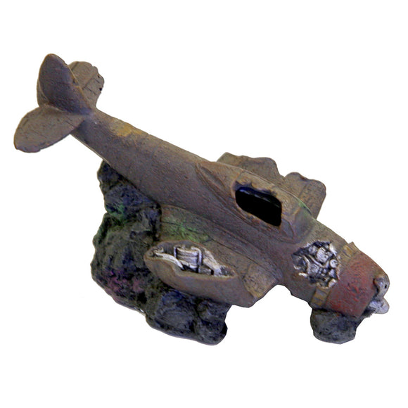 030157015848 Exotic Environments Sunken WWII Plane with Cave Aquarium Ornament EE-270 Blue Ribbon Pet Products