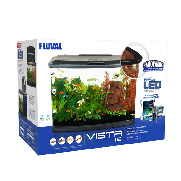 015561152457 Fluval Vista 16 Gallon Seamless Front Glass Aquarium Kit bent glass seamless front panoramic 15245