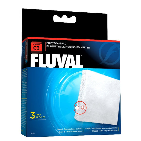 Fluval C3 Power Filter Poly Foam Pad 3 Pack, Stage 1 & 2 set C3 015561140171