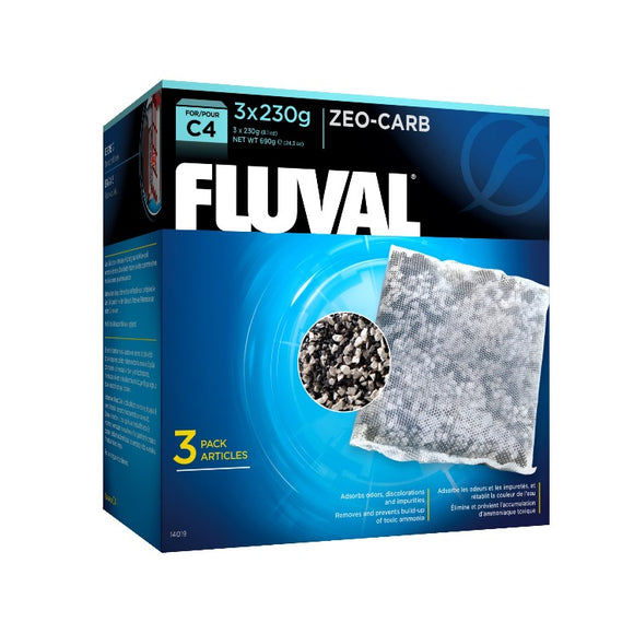 Fluval C4 Power Filter Zeo-Carb Insert 3 Pack zeo carb zeolite carbon 14019 015561140195