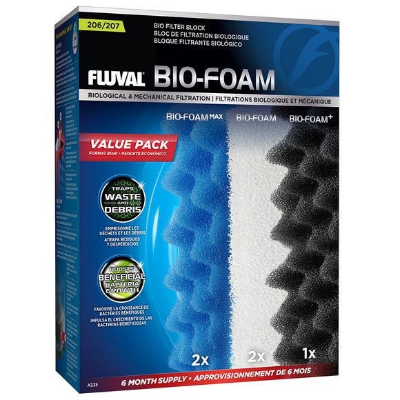 Fluval Canister Bio-Foam Filter Block Value Pack, Models 206/207 206 207   a335 a188 a222 a236 01556103350