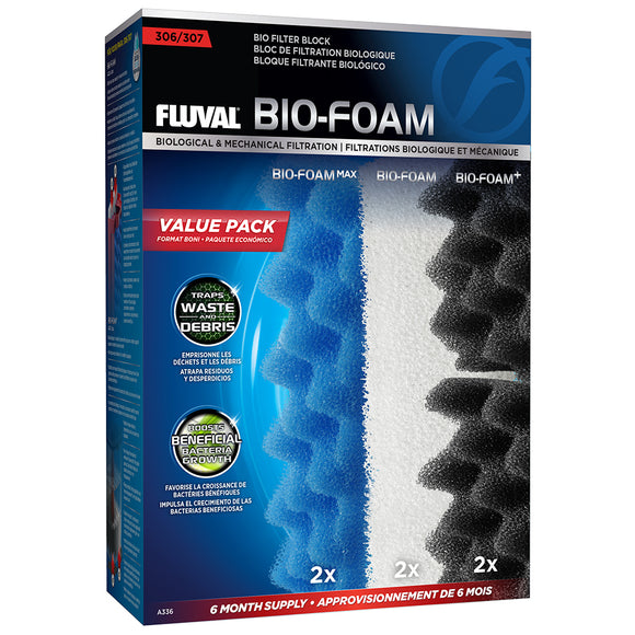 Fluval Canister Bio-Foam Filter Block Value Pack, Models 306/307 30 307 a336 a222 a188 a237