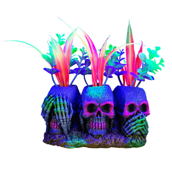 iGlo Ornament No Evil Skulls with Plants 3 skulls with plants 11976 marina 015561119764
