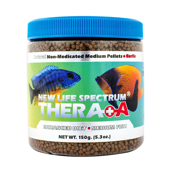 new life spectrum thera+a thera plus + a enhanced natural tropical fish diet pellets 150g 5.3 oz medium 2mm 2.5mm 817987022242 702224