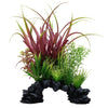 080605117006 PP1700 Fluval AQUAlife Red Sagittaria Mix Plant - 10 inch with cave aquarium decoration plasti