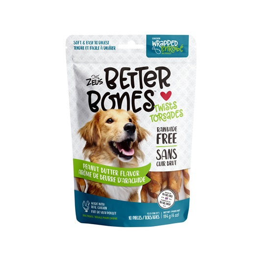 Zeus Better Bones Peanut Butter & Chicken Wrapped Twists 10 Pack