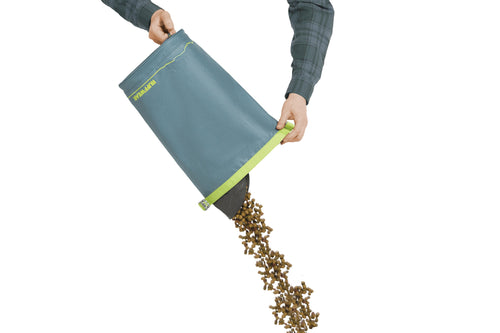 ruffwear kibble kaddie slate blue front pouring kibble 20701-413 748960194857