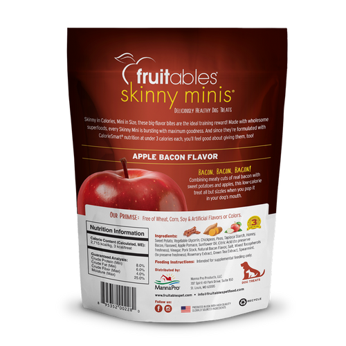Fruitables Skinny Minis Soft Apple Bacon Dog Treats 5 oz