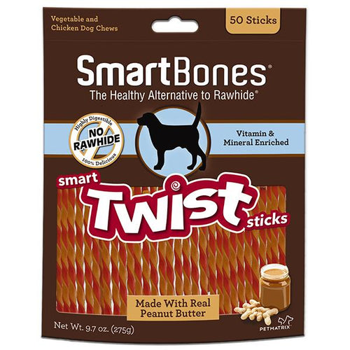 smart bones smart twist stick mini peanut butter 50 count