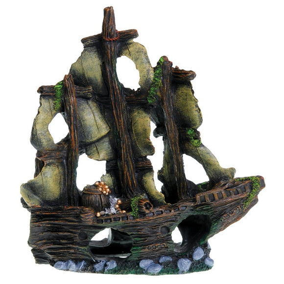 fish tank aquarium decoration ornament sunken pirate ghost ship treasure