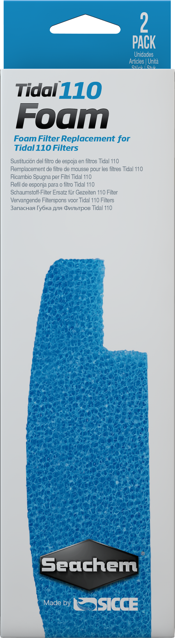 Seachem Tidal 110 Blue Foam Filter Sponges, 2 Pack