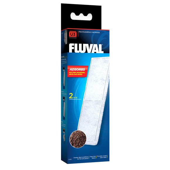 015561104821 A-482 A482 Fluval U3 Underwater Filter Poly Clearmax Cartridge - 2 Pack poly/clearmax