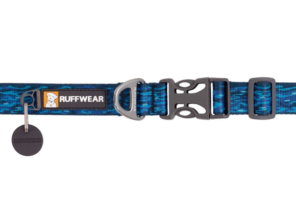 Ruffwear Flat Out Collar Oceanic Distortion Buckle V-Ring Connection Attachment blue camo camouflage