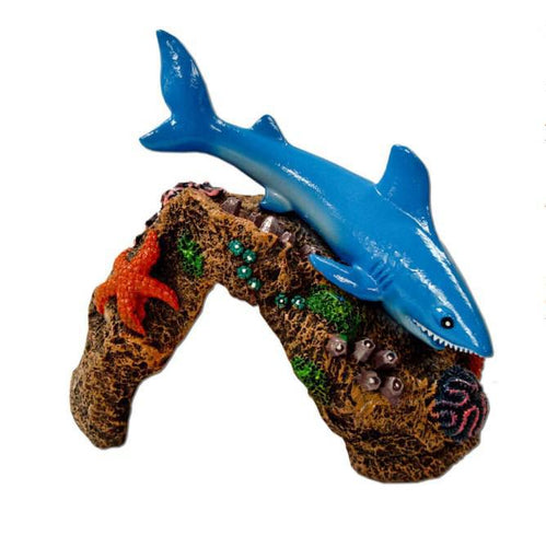 Exotic Environments Great White Shark with Cave Ornament