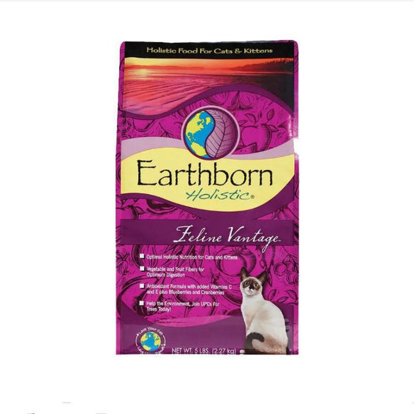 034846718102 Earthborn Holistic Feline Vantage Dry Cat Food 5 lb front of package advantage bag