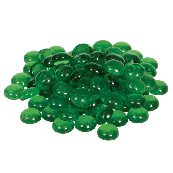 Betta Decorative Flat Marbles, Green - 100 pieces