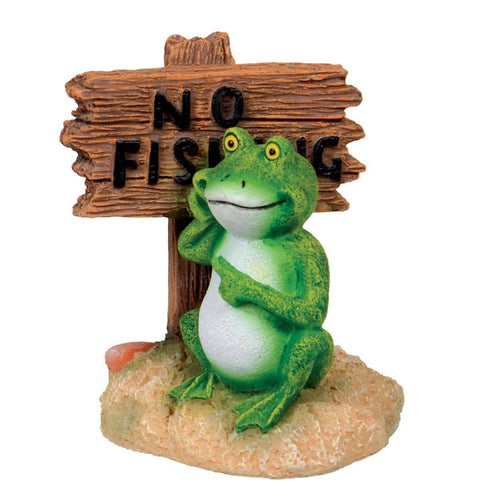 fish tank accessories no fishing Ornament Frog with "No Fishing" Sign - Grandville, MI