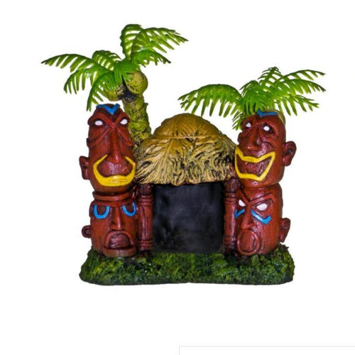 Exotic Environments Betta Hut with 2 Palm Trees Ornament