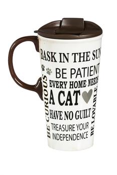 Decorative Travel Mug: Cat Rules