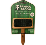 Bamboo Groom Soft Slicker Brush with Stainless Steel Pins and Comfort Tips