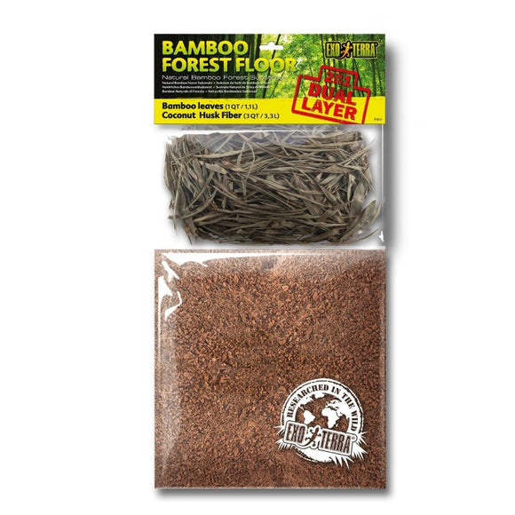 Exo Terra Bamboo Forest Floor 4 QT, Tropical Terrarium Substrate bamboo leaves and coconut husk fiber