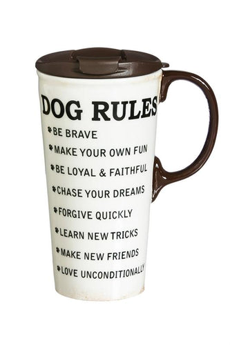 Decorative Travel Mug: Dog Rules