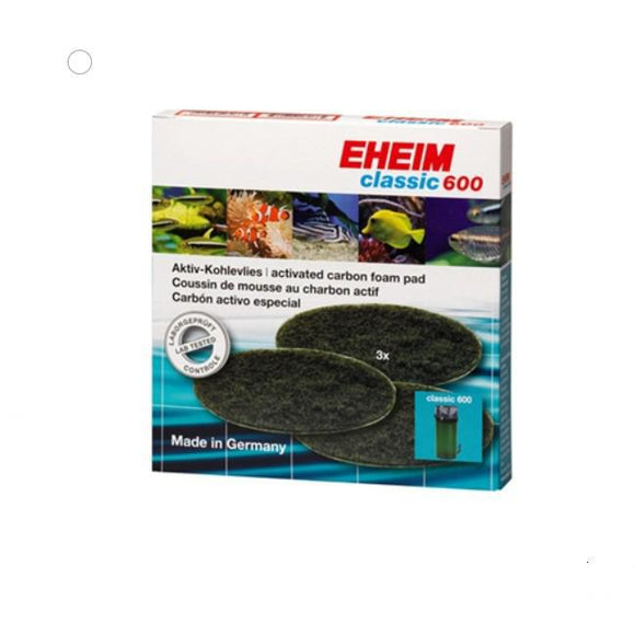 2628170 720686260665 Eheim classic 600 Black Activated Carbon Foam Filter Pads, 3 Pack box package